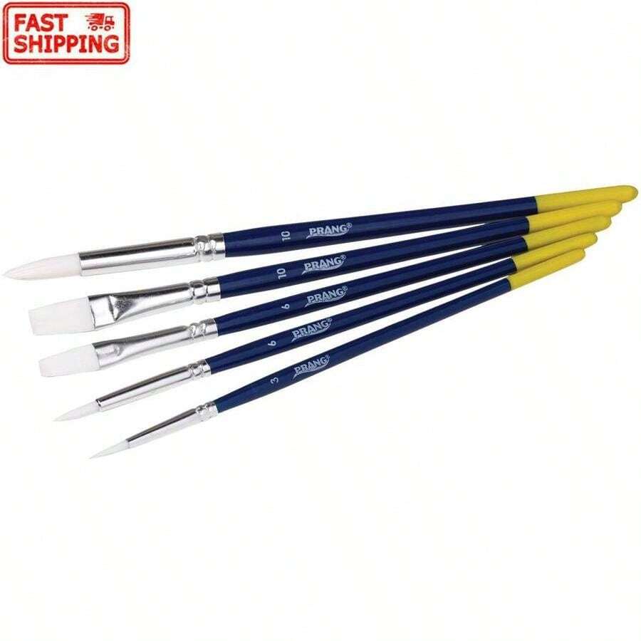 Multipurpose Hobby Brush Set 5 / Set Painting Applications High-Quality Bristles Easy-G Wood Handles Flat And Tapered Brushes AP Nontoxic ASTM ANSI Standards - 彩色 - 查看 1