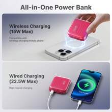 YLYP Slim Mini Pocket Magnetic Compact Power Bank, Caricabatterie portatile senza fili da 5000mAh, compatibile con Mag-Safe, ricarica rapida PD da 22,5W per iPhone 16/15/14/13/12 Pro/Pro Max/Plus/Mini