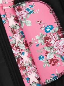 Floral Print Denim Corset Top Vintage Lace Up Boned Overbust Corset Bustier  Bodyshaper Lingerie Top - 粉色 - 查看 5