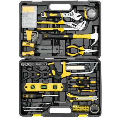 MAMIZO 218 Piece Tool Kit, Tool Set Mechanics Kit, Portable Tool Box Set With Saw Adjustable Wrench Drive Socket Combination Wrench, With Plastic Toolbox, Tool Kit For Home Apartment Garage