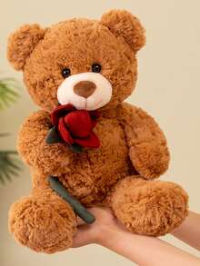 1PC Cute Rose Bear Plush Doll, Valentine's Day, Mother's Day, Christmas Gift, Girl's Birthday Bear Gift