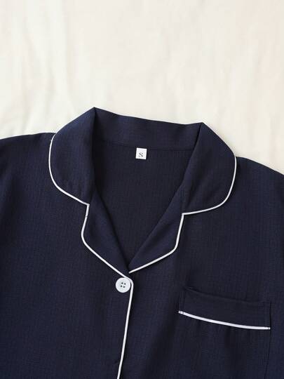 Women Short Sleeve Top Shorts Pyjama Set, Com Tafel Loungewear Home Outdoor, view 3