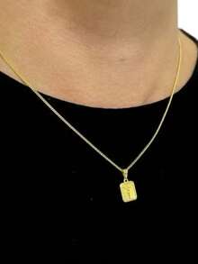 Short 925 Silver Men's Chain + Rectangular Christ Pendant Plated In 925 Silver - Vàng - Xem 5