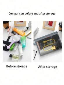 Mesh Cosmetic Bag With Data Cable Pattern, Red Air Cushion Storage Portable Storage Bag, Makeup Bag, Skincare Bag, Travel Essentials, Dormitory Supplies, Wedding Bride Gifts, Mother Gifts, Birthday Gifts, Gifts For Friends And Teachers, Bathroom Storage, Jewelry Storage, Lip Oil And Cosmetics Storage Bag