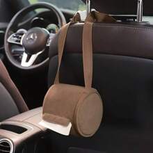 Porta-lenços elegante para carro - Dispensador de papel toalha de luxo para pendurar no encosto do banco, microfibra, preto e bege, acessório estiloso para interior de carro, acessório de armazenamento para carro | Porta-lenços elegante | Caixa de lenços durável