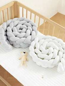 1 件编织婴儿床围垫儿童房装饰，新生儿床护栏，柔软婴儿床衬垫
