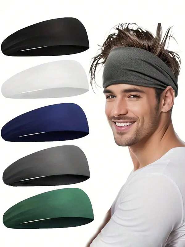 1/5pcs Men's Sports Headband (5 Pieces), Moisture Wicking Headband, Running, Cycling, Football, Yoga, Women's And Men's Headbands