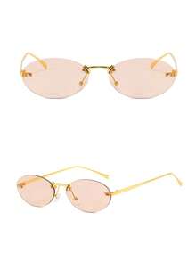 1pc Women's Vintage Retro Rimless Square Fashion Glasses With Rivet Accent, High-End Personalized Oval Eyeglasses For Daily Use Preppy Style For Back To School Oval Shape - Multicolor - View 7