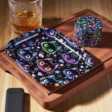 Cute Cat Printing Rolling Tray Set With Grinder, Metal Rolling Tray Combo Kit Ideal For Gifts, Easy To Carry - Con mèo dễ thương - Xem 5