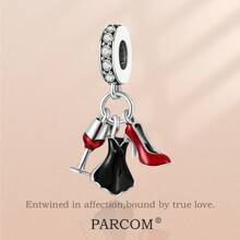 PARCOM 1 Pc Silver-Plated Dancing & Mix-Match Series Beaded Pendant, Fashionable Multifunctional DIY Bracelet & Necklace Jewelry Accessory, Suitable For Daily Wear And Gift-Giving, Can Be A Perfect Jewelry Bracelet Ornament, Birthday And Holiday Gift