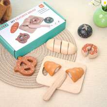 Juguete de simulación de cortar pan de madera divertido, empaquetado en cajas de colores, 5 formas diferentes de pan, tamaño adecuado para agarrar, juego interactivo padres-hijos, ¡apropiado para el Día de los Niños y juguetes de Halloween!