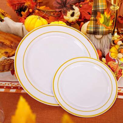 25/5 pezzi Piatti dorati, piatti eleganti da festa, piatti per antipasti, piatti per pasta/insalata, piatti per torte, dimensioni 7,5 pollici/10,25 po