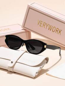 Verywork 1/2 Pairs Women's Plastic Geometric Small Frame Classic Elegant Modern Minimalist Fashion Glasses, Suitable For Street Style, Tropical Beach Vacation, Dates, And Ideal Accessory For All Face Shapes, Also Great For Summer Beach, Outdoor Activities, Travel, College/Campus Style, And Back-To-School Season