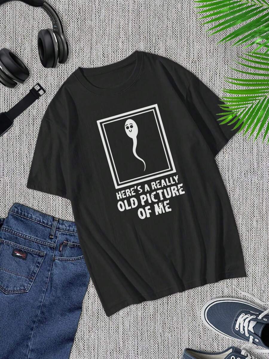 Camiseta divertida con estampado de espermatozoides - Camiseta gráfica retro divertida para hombres y mujeres - Idea de regalo original - Negro - Ver 1