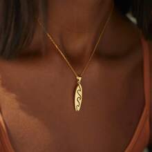 Wave Oval Surfboard Pendant Necklac - Vacation Style Jewelry For Beach Holidays, Daily Wear & Gifting