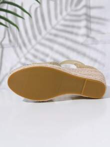 Women's Platform Wedge Elastic Anklet Rope-Tie Closed Toe Sandals With Heel Coverage - Silver - View 6