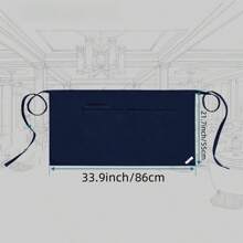 1 avental unissex, avental de cintura com 3 bolsos, avental longo para servir, adequado para homens e mulheres (preto ~ branco ~ vermelho ~ azul-marinho)