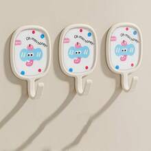 3pcs Dopamine Adhesive Hooks, Strong Load-Bearing, Adhesive Free, Suitable For Dorm, Bathroom, Kitchen, Wall, Plastic, Painless