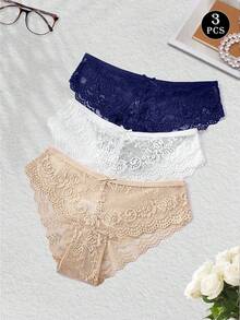 3pcs/Set Women Sexy Lace Thong Underwear - Multicolor - View 5