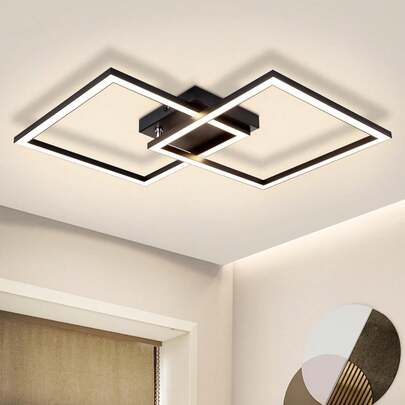 Ceiling Light LED Ceiling Light Kitchen - Black Living Room Light 24W Bedroom Light Modern Design Kitchen Light 3000K Warm White Corridor Light, Suitable For Kitchen, Bedroom, Corridor And Living Room