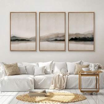 3PCS Canvas Wall Arts Prints Posters Natural Landscape Art Minimalist Modern Abstract Wall Arts Farmhouse Decor Optional Frame