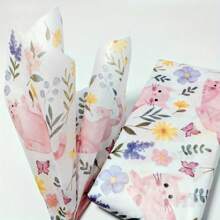 10/50 pièces Feuilles de papier minces motif chat rose et floral, conviennent pour les artisanat DIY, l'emballage de cadeaux de fête, l'emballage de bouquets, l'emballage de chaussures/vêtements, la décoration d'emballage de cadeaux pour les fêtes et anniversaires