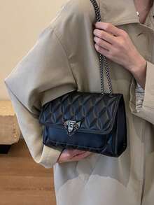 Personalized Shoulder Bag,Lightweight,Business Casual Fashionable Crocodile Print Metallic Chain Square Bag For Teen Girls Women College Student,Rookies & White-Collar Workers Perfect For Office,Work ,Business,Commute,Can Customize Your Own Name, Letters, Lucky Numbers, Etc.