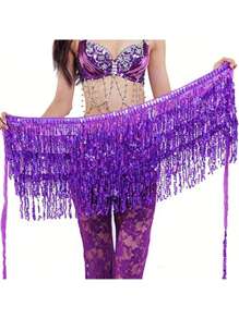 Fuste cu ciucuri și paiete cu sclipici pentru dansul din buric, fuste la modă cu curea pentru dansul din buric