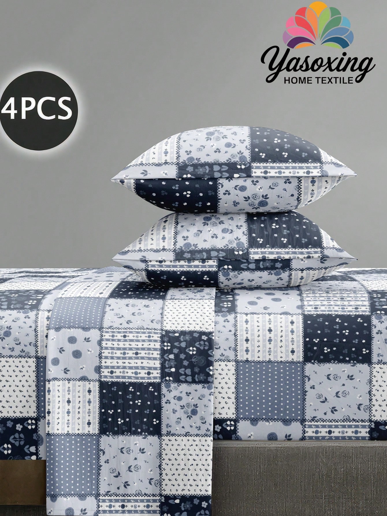 Blue bohemian bedding set