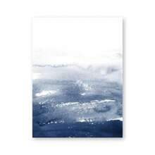 Pittura astratta ad acquerello blu indaco, stampe su tela d'arte da parete a tema oceano e , poster nordici per decorazione parete del soggiorno, con opzione cornice