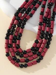 1pc New Design Vintage Baroque Style Multi-Layer Resin Beaded Women Fashion Necklace