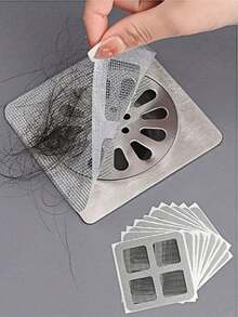 10/30/50 piezas Parche de drenaje de piso, filtro de cabello de baño, barrera de cabello, filtro de alcantarilla de inodoro, pantalla antibloqueo autoadhesiva para reparación de ventanas