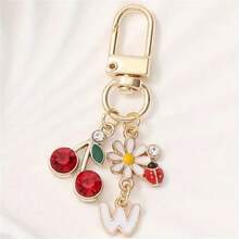 1 件合金 A-Z 字母樱桃雏菊甲虫字母吊坠钥匙扣时尚创意设计生日礼物配饰、母亲节礼物女士、夏季包包挂饰、女士时尚配饰、鲜艳的花朵设计、耐用的金属钥匙扣、美观的礼物创意、新奇钥匙扣 - 金色 - 查看 16