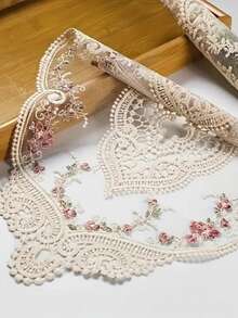 1 件，米色蕾丝桌布，隔热，编织材质，100% 涤纶纤维，多功能杯垫，花瓶垫，中式桌布，床罩，复古，波西米亚风格，适合所有季节和房间装饰，摄影道具，桌面装饰。