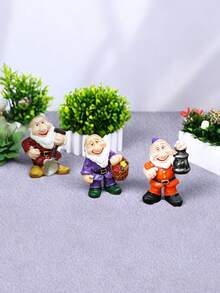 3 件树脂可爱小矮人装饰，苔藓微景观园艺盆栽配件工艺品，家居客厅卧室办公桌装饰品 - 彩色 - 查看 4