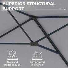 AECOJOY YODOLLA 9ft Wall Mounted Outdoor Patio Umbrella, Rectangular Awning Large Offset Cantilever Umbrellas With 180° Rotation Sun Canopy For Deck Pool Garden Backyard, Save Space - Xám - Xem 6