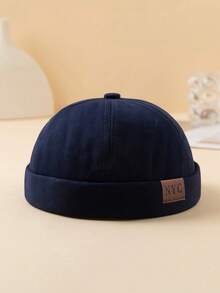 1顶街头时尚休闲基础款纯色可调节纽约市贴片棒球帽，男士款，适合日常佩戴