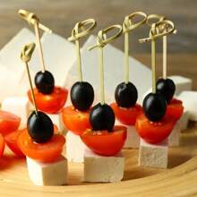 200pcs Bamboo Cocktail Skewers, Fruit Picks With Loop Ends, Suitable For Appetizers, Drinks, Snacks, Sandwiches Decoration - Great For Christmas, Wedding And BBQ Parties,School Supplies