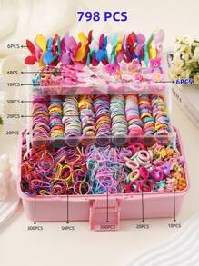 Set de 798 pinzas para el cabello con mariposas de colores, cintas para el cabello de moda sencillas, scrunchies para el cabello de estudiante, apropiado para uso diario y de fiesta
