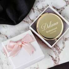 Custom Engraved Compact Mirror | Personalized Bridesmaid Gift | Elegant Wedding Party | Monogrammed Makeup Mirror | Bridal Shower Present |Custom Compact Mirror For Bride| Personalized Gifts Mirror| Engraved Compact Mirror Gold| Personalized Mirror Compact - Multicolor - View 5