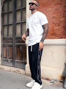 宽松男士抽绳腰阔腿运动裤，度假休闲风，送给老公、男友的礼物，返校季必备 - 彩色 - 查看 3