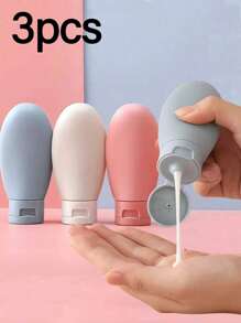 1 pièce/3 pièces Bouteille de voyage rechargeable en silicone étanche et compressible. Ensemble de bouteilles de voyage en silicone pour cosmétiques, shampooing et liquides. Contenants rechargeables et étanches. Ensemble de bouteilles de voyage pratique, essentiels de voyage retour à l'école.