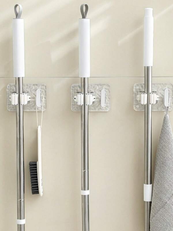 Punch-Free Mop Rack Mop Hook Wall-Mounted Mop And Broom Storage Clip Mop Rack Bathroom Kitchen Garden Multi-Function Tool Rack