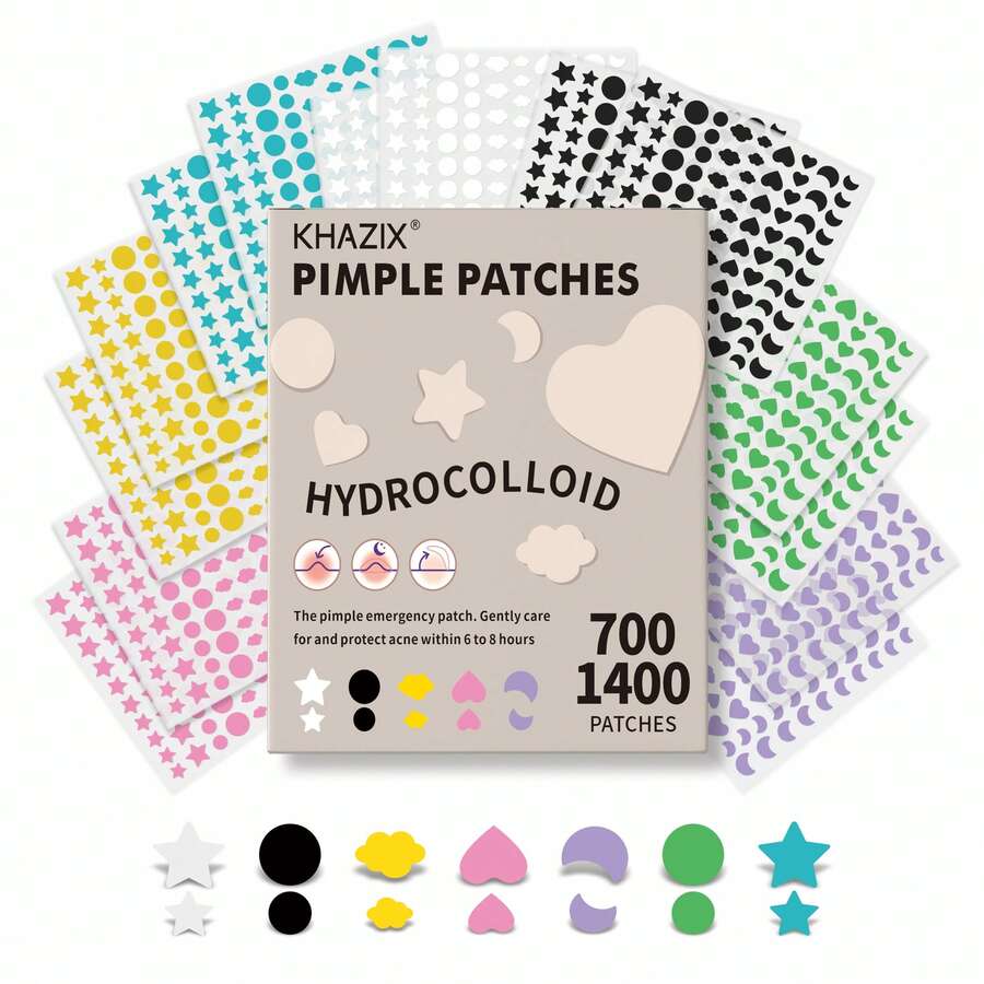 700/1400 贴片，面部星形痘痘贴，水胶体祛痘贴，可爱星形痘痘贴 - 彩色 - 查看 1