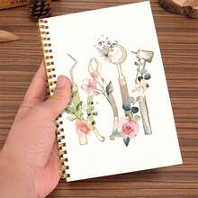 1pc 5.5x8.3inch Floral Dental Theme Spiral Notebook Perfect Gift For Dental Professionals Office Stationery Bible Verse Diary Birthday Party Celebration Present,School Supplies,Back To School - Multicolor - View 1