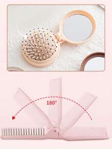 2pcs Set - Mini Folding Hair Brush With Mirror, Suitable For Women, Men And Children, Includes Soft Nylon Bristle Brush And Portable Hair Brush With Mirror For Wallet And Travel