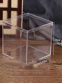 1 pieza Caja cuadrada de acrílico transparente con tapa, estuche de exhibición para coleccionables, caja de regalo de caramelos - transparente - Ver 5
