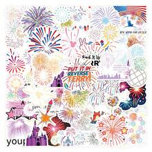 55Pcs FireWorks Stickers Vinyl Aesthetics Motivational Stickers Scrapbook, Journaling, Laptop, Bumper, Skateboard, Water Bottles, Computer, Phone, Cartoon, Hard Hat, Car Stickers - Multicolor - View 1