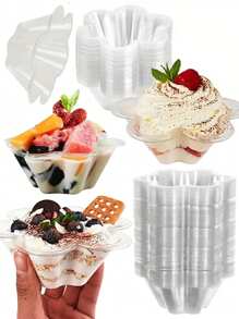 10 pezzi/20 pezzi/30 pezzi Coppette da dessert in plastica a forma di fiore di pruno, adatte per gelato, frutta secca, insalata e stuzzichini