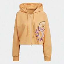 Adidas 短款时尚简约百搭休闲女士连帽拉链夹克外套 IB5890 - 脈衝琥珀 - 查看 1